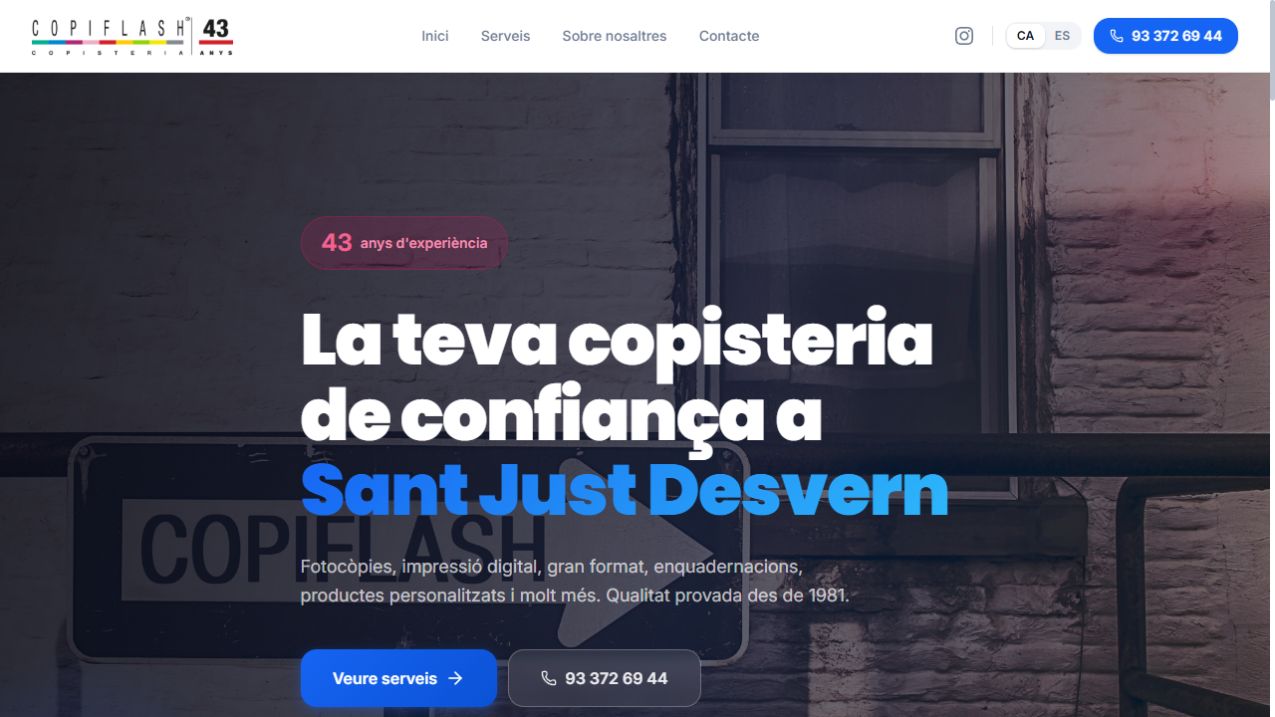 Captura real de la web Copiflash