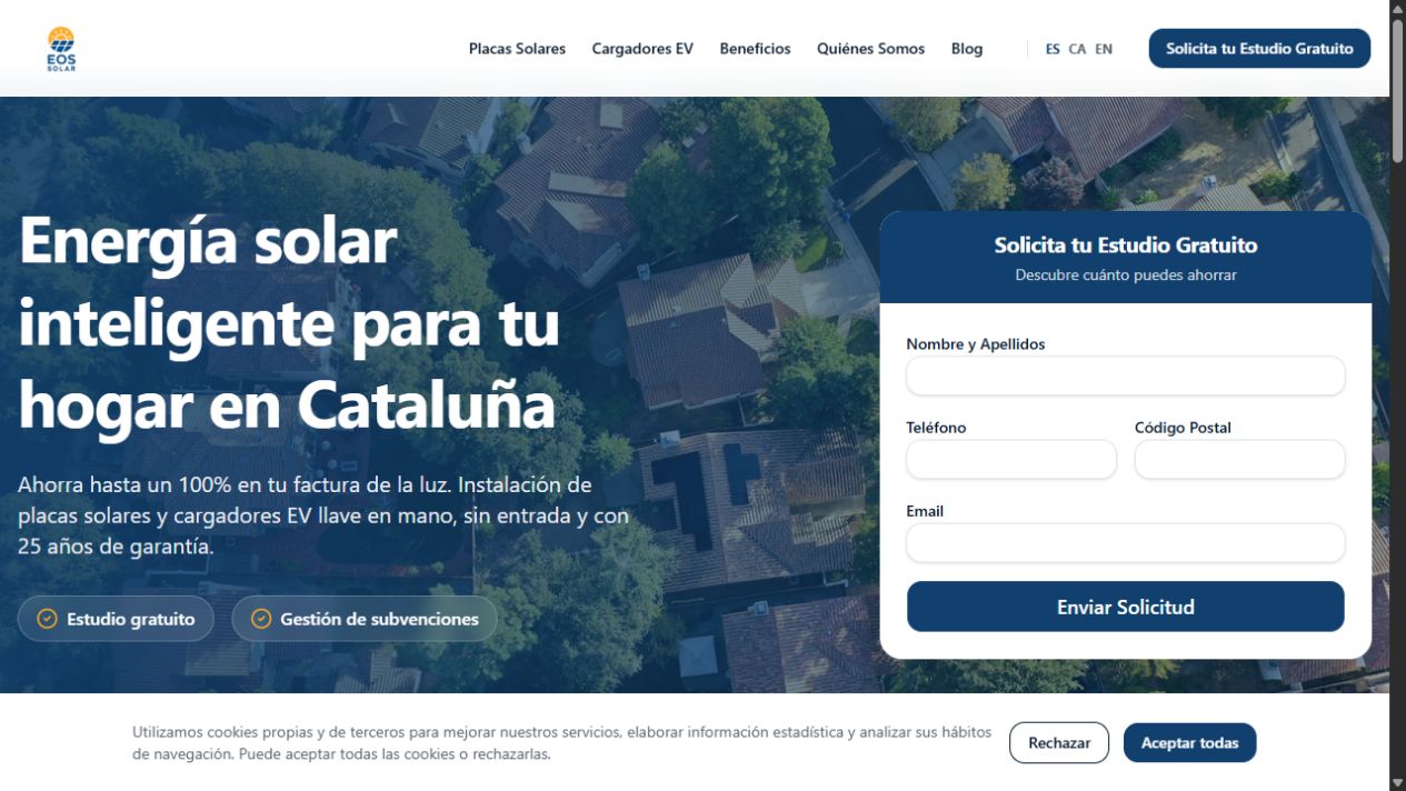 Captura real de la web EOS Solar