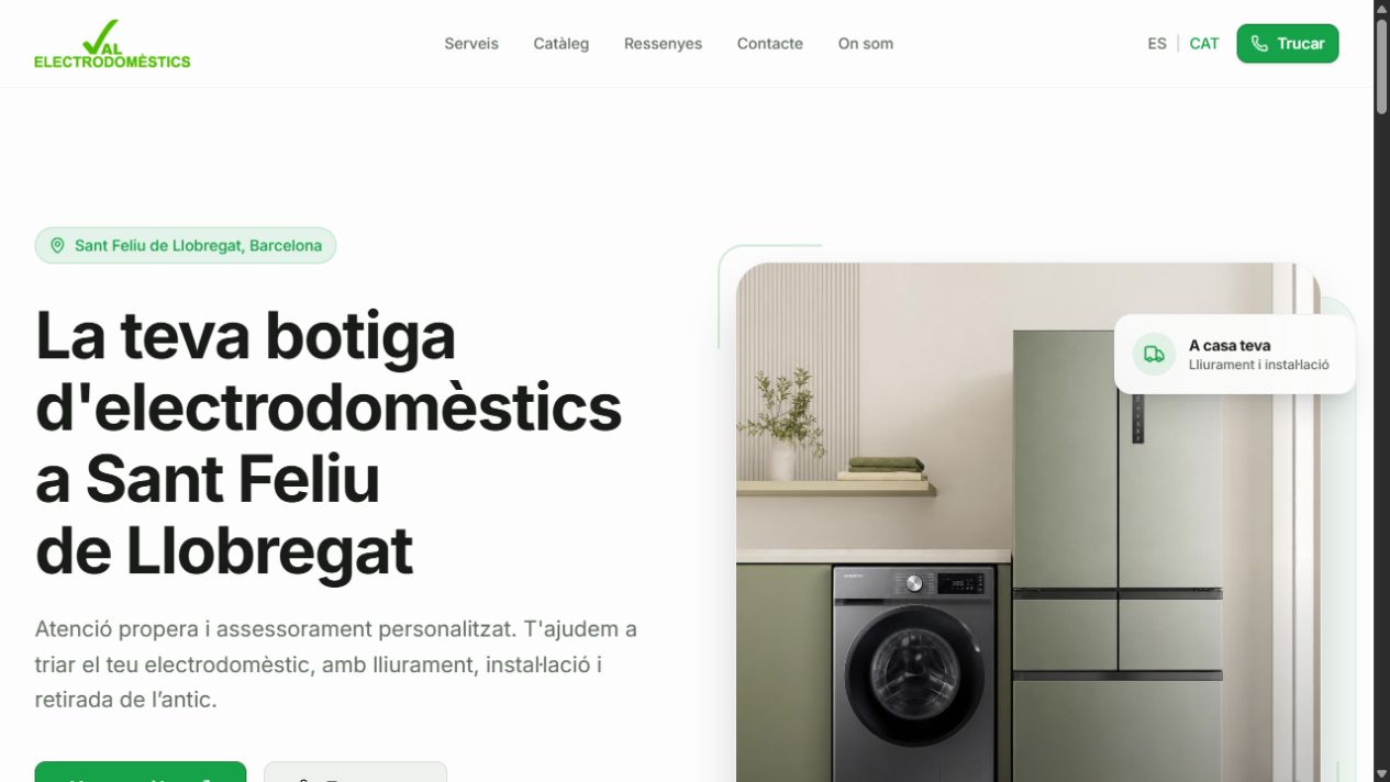 Captura real de la web VAL Electrodomestics